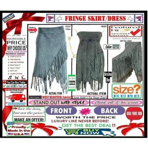 🛑 BULLY Fold Over ➕🆒 SKIRT/DRESS High Waist FRINGE Mineral Wash 💸BUY NOW‼️🟢